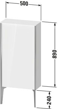 Duravit Halbhochschrank XViu 50x24x89cm, champagner matt, Tür links, Eiche natur