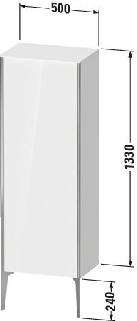 Duravit Halbhochschrank XViu 50x36x133cm, champagner matt, Tür rechts, Eiche natur