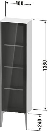Duravit Halbhochschrank XViu 40x24x133cm, champagner matt, Glastür links, Eiche terra