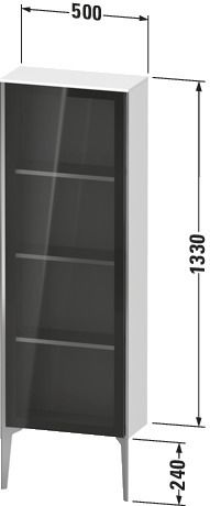 Duravit Halbhochschrank XViu 50x24x133cm, champagner matt, Glastür links, Eiche natur