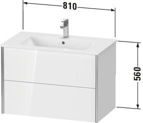 Duravit Waschtisch-Unterschrank XViu 81 x 48 x 56 cm, Eiche schwarz, 2 Schubkästen, wandhängend, champagner matt