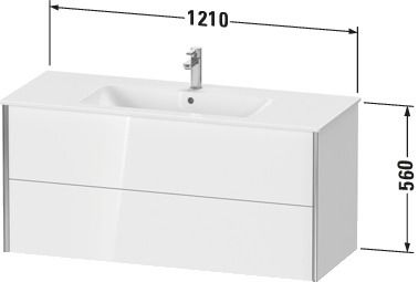 Duravit Waschtisch-Unterschrank XViu 121 x 48 x 56 cm, Eiche natur, 2 Schubkästen, wandhängend, champagner matt