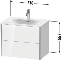 Duravit Waschtisch-Unterschrank XViu 71 x 48 x 55,7 cm, Eiche natur, 2 Schubkästen, champagner matt