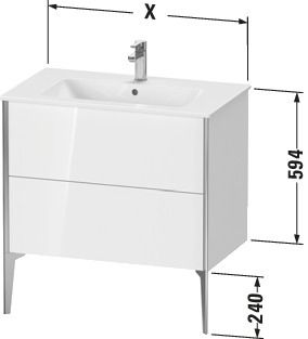 Duravit Waschtisch-Unterschrank XViu 81 x 48 x 59,4 cm, graphit matt, 2 Auszüge, stehend, schwarz matt