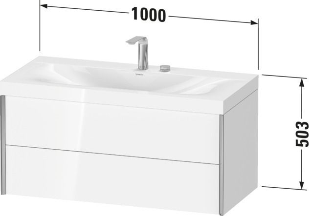 Duravit Waschtisch-Unterschrank c-bonded XViu 100x48cm, 2 Schubkästen, 2 Hahnlöcher, champagner matt, Rahmen P, graphit matt