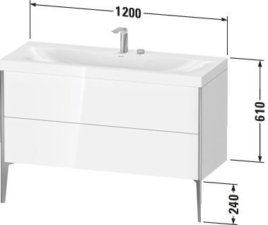 Duravit Waschtisch-Unterschrank c-bonded XViu 120x48cm, 2 Auszüge, ohne Hahnloch, schwarz matt, Rahmen P, mediterrane eiche