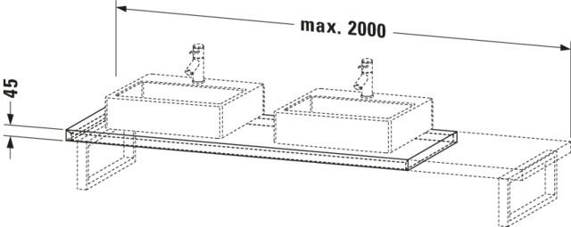 Duravit Konsole DuraStyle 80-200x55cm, 1 Ausschnitt, Stärke 4.5 cm, Eiche terra