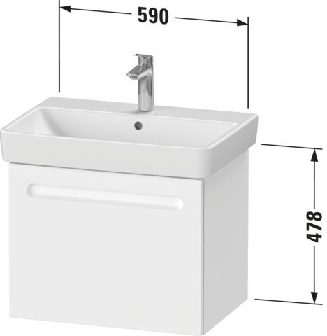 Duravit Waschtisch-Unterschrank No. 1 59 x 42,6 x 47,8 cm, Graphit Matt, 1, Schubkasten, 1 Auszug, wandhängend