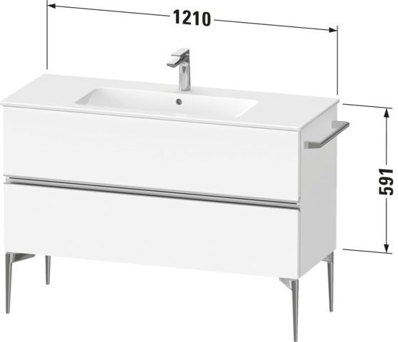 Duravit Waschtisch-Unterschrank bodenstehend Sivida 121 x 59,1 x 47,7 cm, 2 Schubkästen, Graphit Matt, Griff chrom