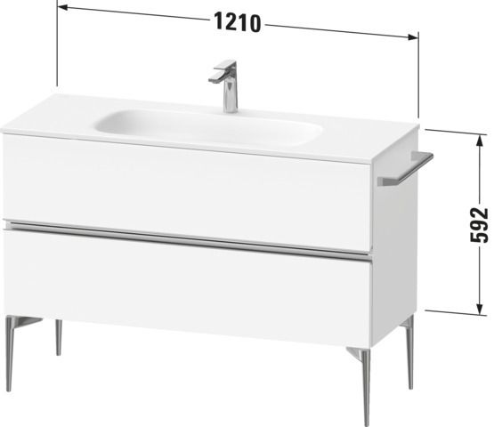 Duravit Waschtisch-Unterschrank bodenstehend Sivida 121 x 59,2 x 47,7 cm, 2 Schubkästen, Weiß Matt, Griff chrom