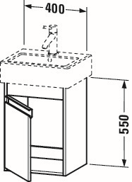Duravit Waschtisch-Unterschrank Ketho 40x32x55cm, wandhängend, Tür links, Eiche natur