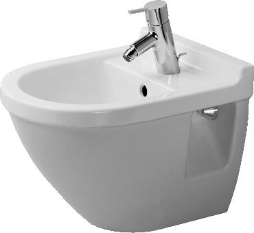 Duravit Wand-Bidet Starck 3 Compact 36x48cm, mit Hahnloch, mit Überlauf, mit Hahnlochbank, weiß