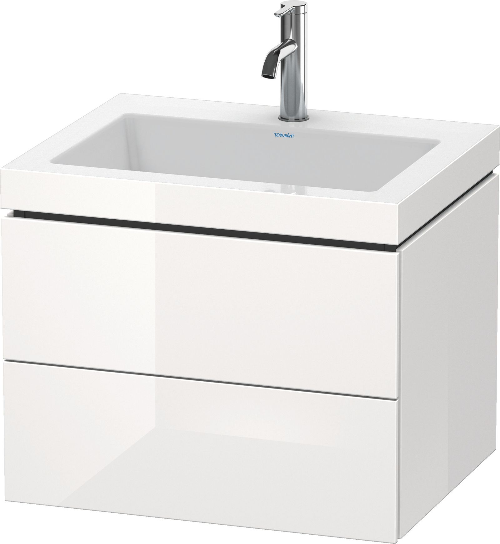 Duravit Waschtisch-Unterschrank c-bonded L-Cube 60 x 48 cm, ohne Hahnloch, graphit matt, 2 Schubkästen, wandhängend