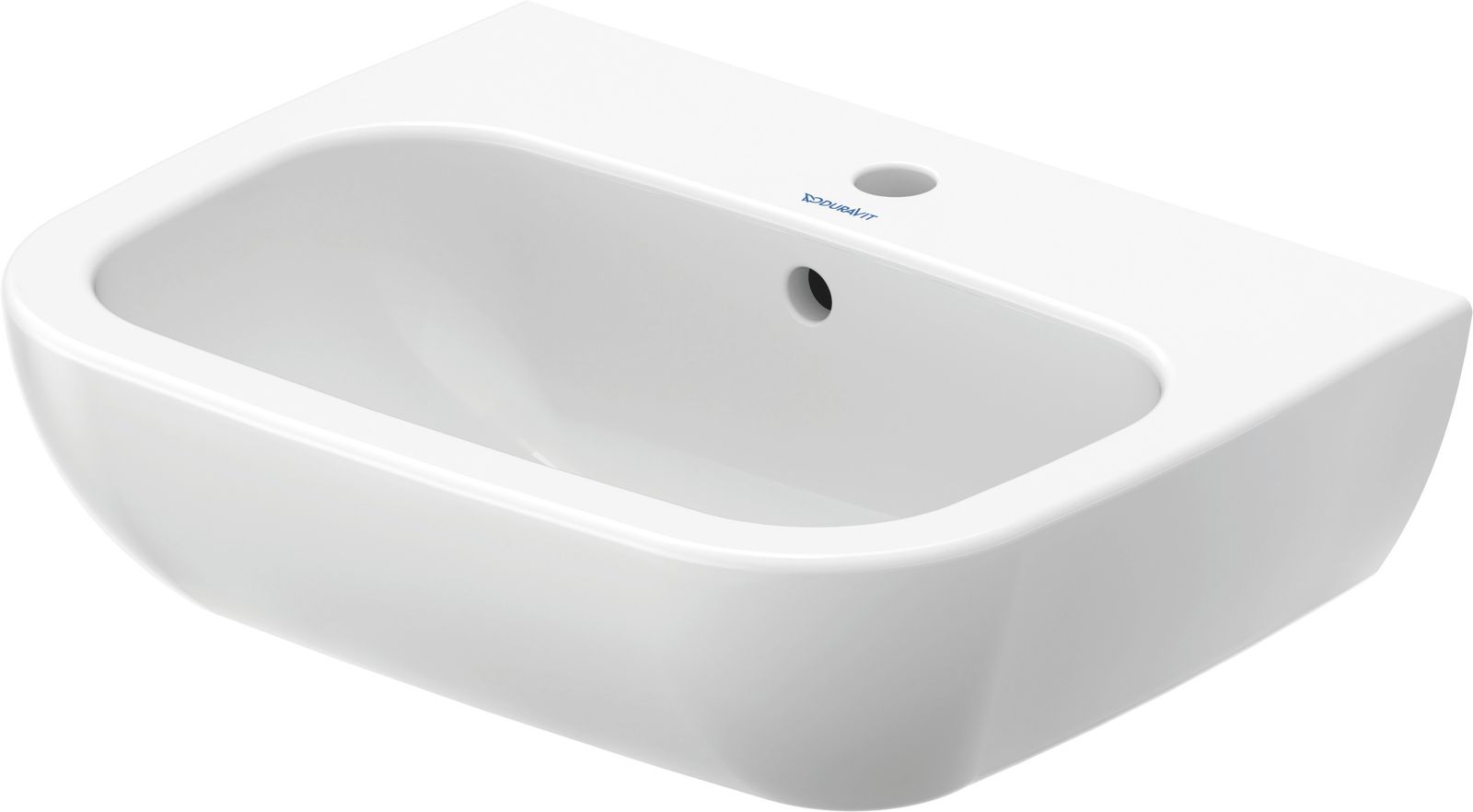 Duravit Waschtisch D-Code 55 x 43 cm, mit Hahnloch, Überlauf, Hahnlochbank, weiß