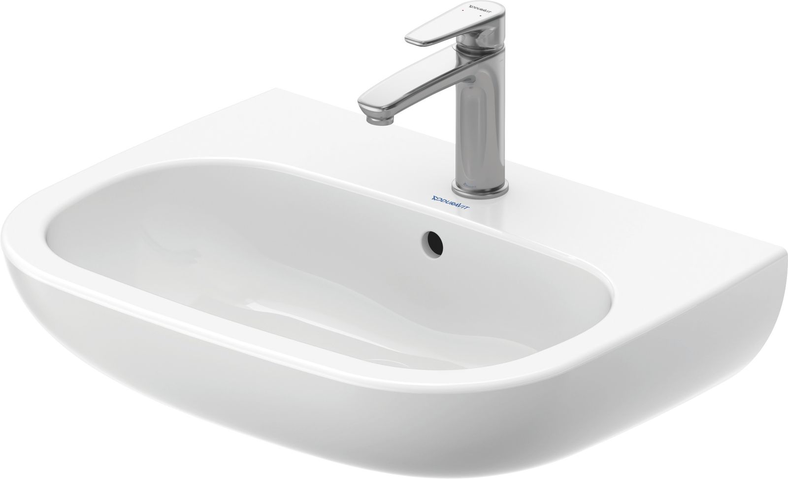 Duravit Waschtisch D-Code 60 x 46 cm, mit Hahnloch, Überlauf, Hahnlochbank, weiß