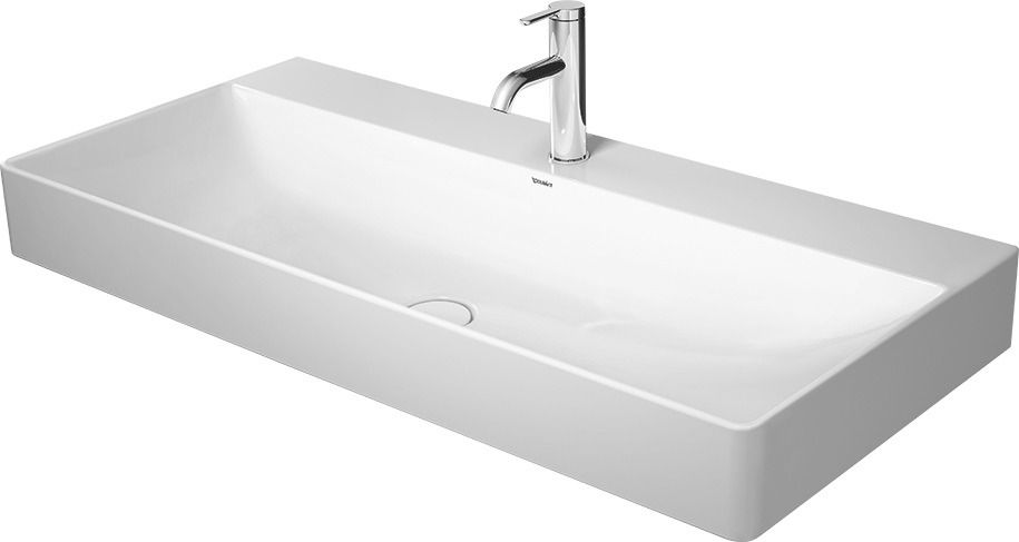 Duravit Möbel-Waschtisch geschliffen DuraSquare 100x47cm, ohne Überlauf, mit Hahnlochbank, 2 Hahnlöcher, weiß