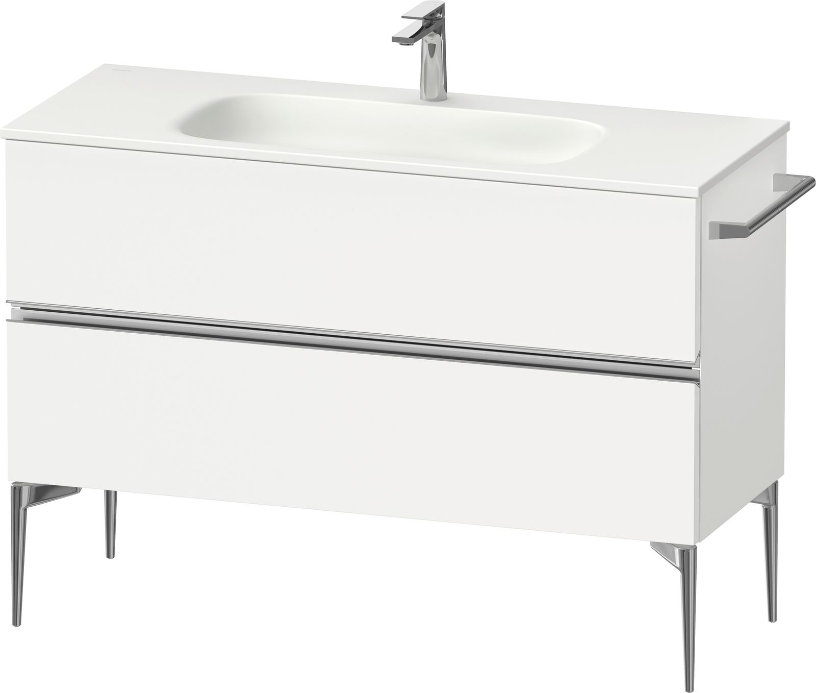 Duravit Waschtisch-Unterschrank bodenstehend Sivida 121 x 59,2 x 47,7 cm, 2 Schubkästen, Weiß Matt, Griff chrom