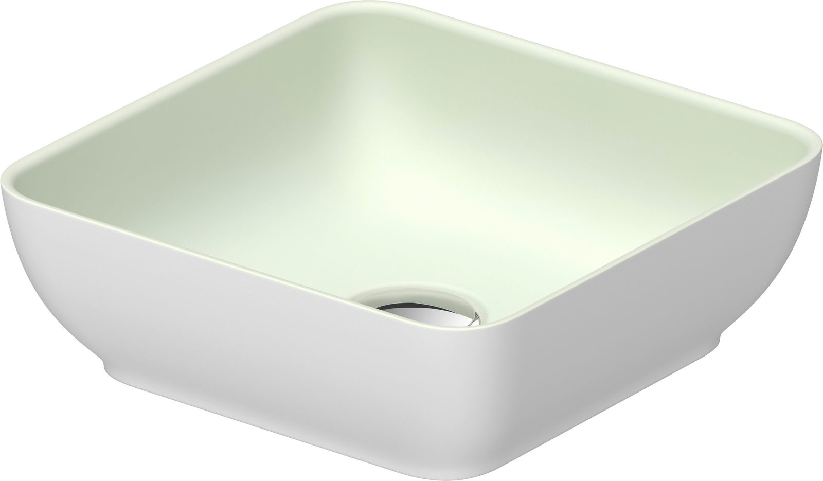 Duravit Aufsatzwaschtisch DuroCast Plus Sivida 30x30cm, Innenfarbe Blassgrün Matt, Aussenfarbe weiß seidenmatt