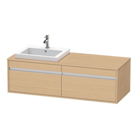 Duravit Waschtisch-Unterschrank Ketho 140x55x42,6cm, für Einbauwaschtische, 2 Auszüge, Becken links, Eiche natur