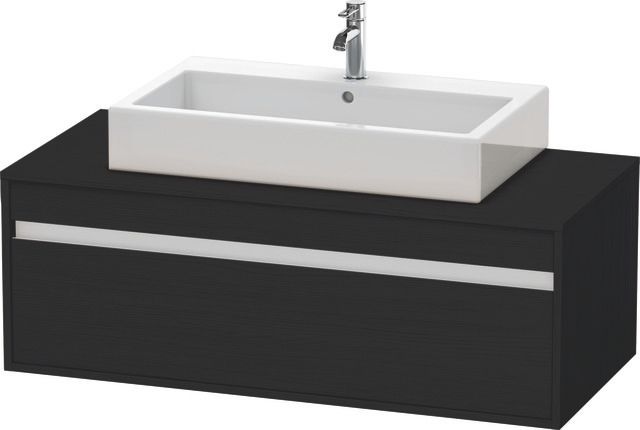 Duravit Waschtisch-Unterschrank Ketho 120 x 55 cm, Eiche schwarz, für Aufsatzbecken mittig, 1 Auszug, wandhängend