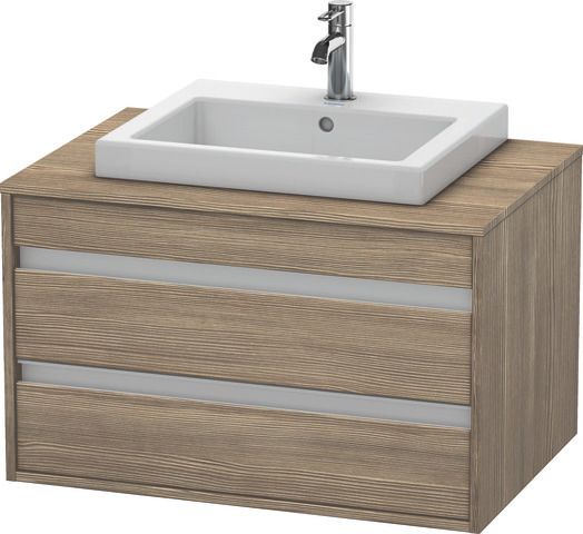 Duravit Waschtisch-Unterschrank Ketho 80 x 55 cm, Eiche terra, für Einbauwaschtisch mittig, 2 Schubkästen