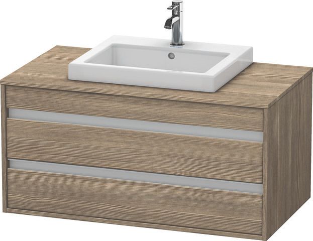Duravit Waschtisch-Unterschrank Ketho 100 x 55 cm, Eiche terra, für Einbauwaschtisch mittig, 2 Schubkästen