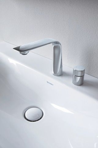 Duravit 2-Loch-Waschtisch-Armatur M D.1 Ausladung 148mm, mit Drehgriff, ohne Zugstangen-Ablaufgarnitur, chrom