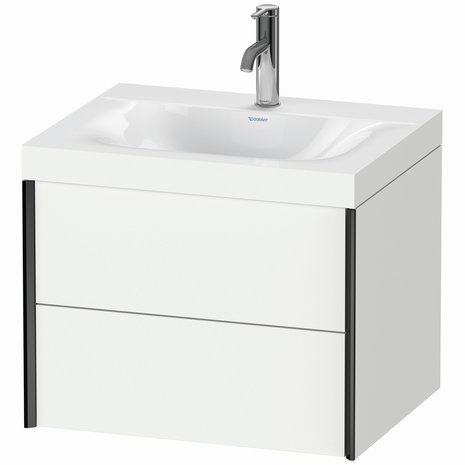 Duravit Waschtisch-Unterschrank c-bonded XViu 60x48cm, 2 Schubkästen, 1 Hahnloch, schwarz matt, Rahmen C, weiß matt