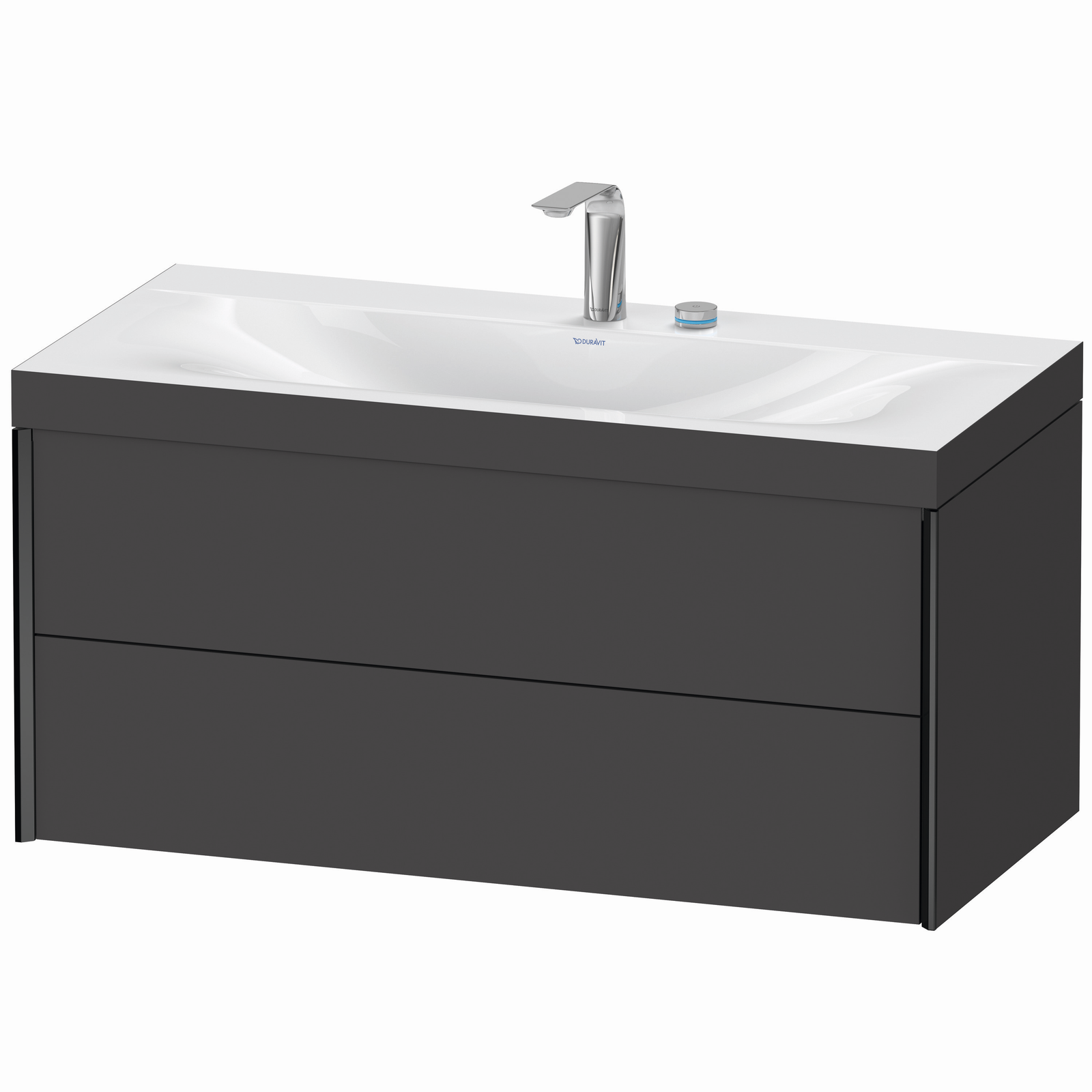 Duravit Waschtisch-Unterschrank c-bonded XViu 100x48cm, 2 Schubkästen, 2 Hahnlöcher, schwarz matt, Rahmen C, graphit matt
