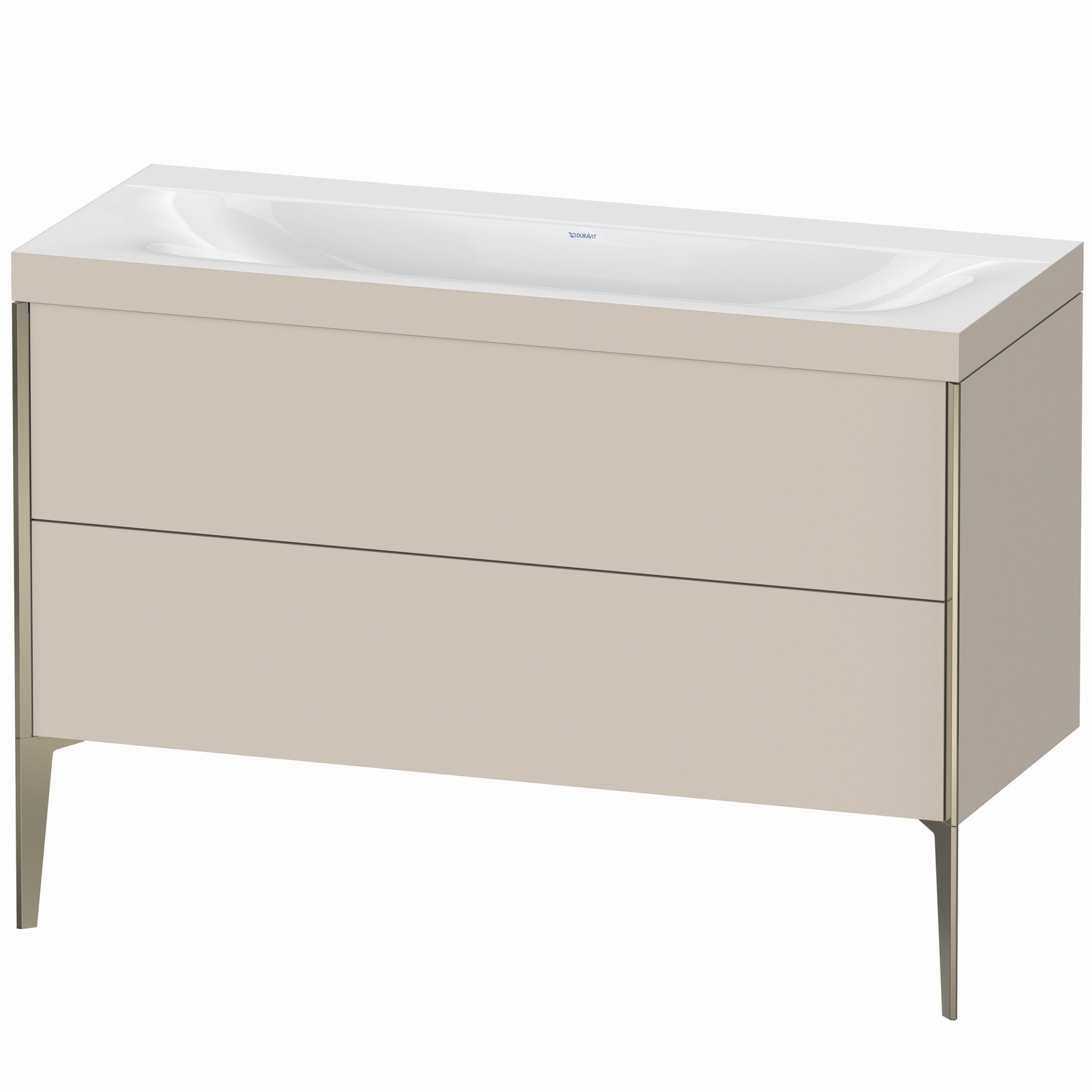 Duravit Waschtisch-Unterschrank c-bonded XViu 120x48cm, 2 Auszüge, ohne Hahnloch, champagner matt, Rahmen C, taupe matt