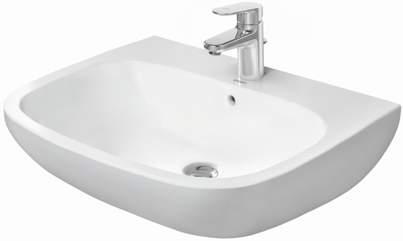 Duravit Waschtisch D-Code 65 x 50 cm, mit Hahnloch, Überlauf, Hahnlochbank, weiß