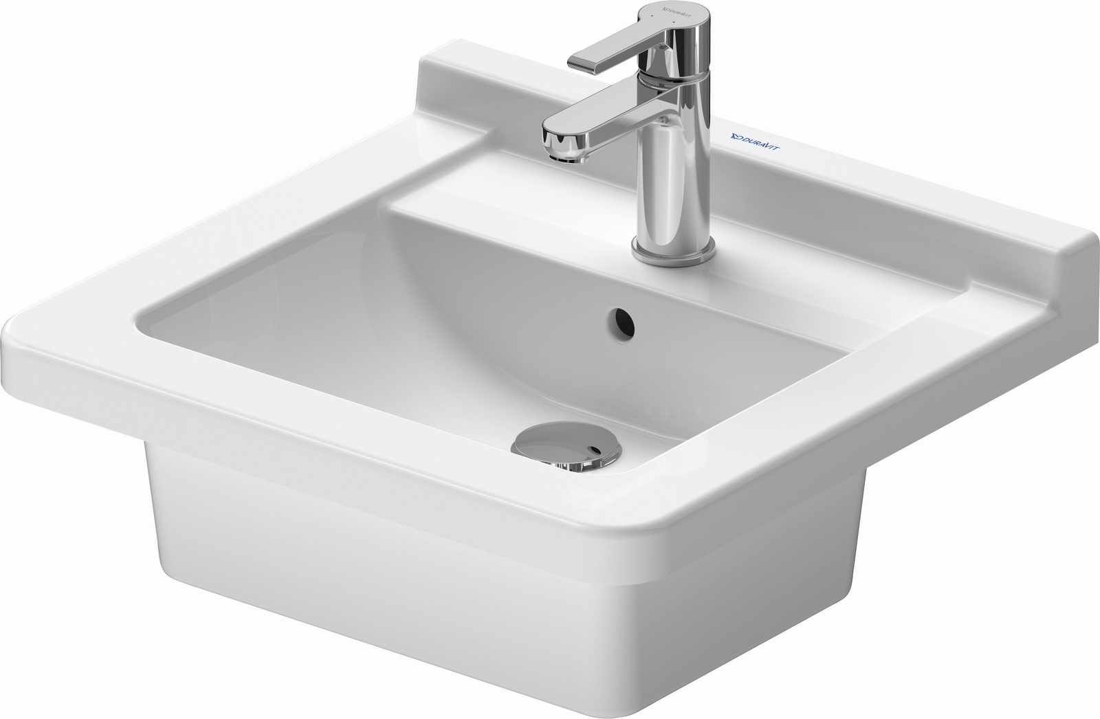 Duravit Einbau-Waschtisch Starck 3 48 x 46,5 cm, Einbau von oben, geschliffen, mit Hahnlochbank und Überlauf, weiß