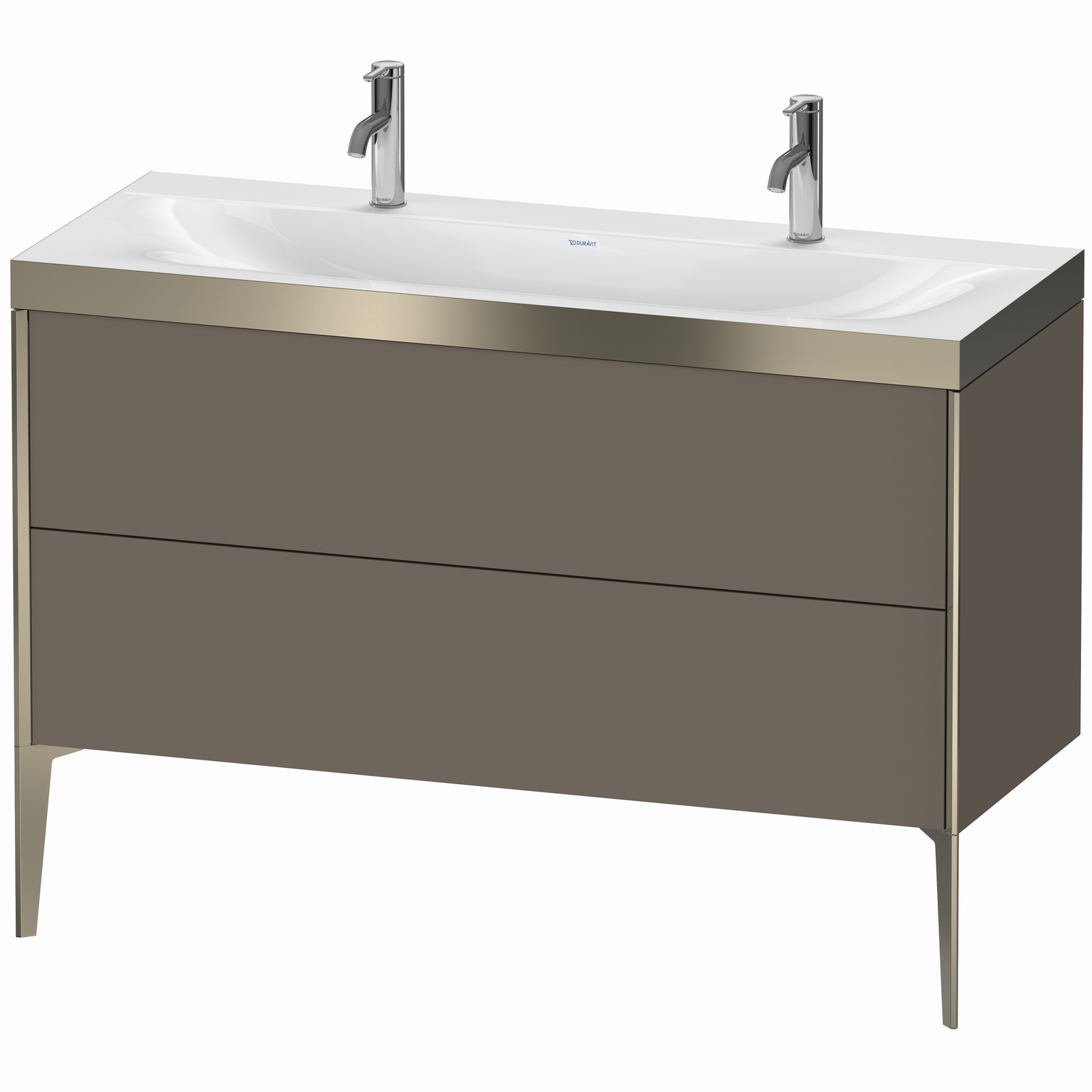Duravit Waschtisch-Unterschrank c-bonded XViu 120x48cm, 2 Auszüge, ohne Hahnloch, champagner matt, Rahmen P, flannel grey seidenmatt