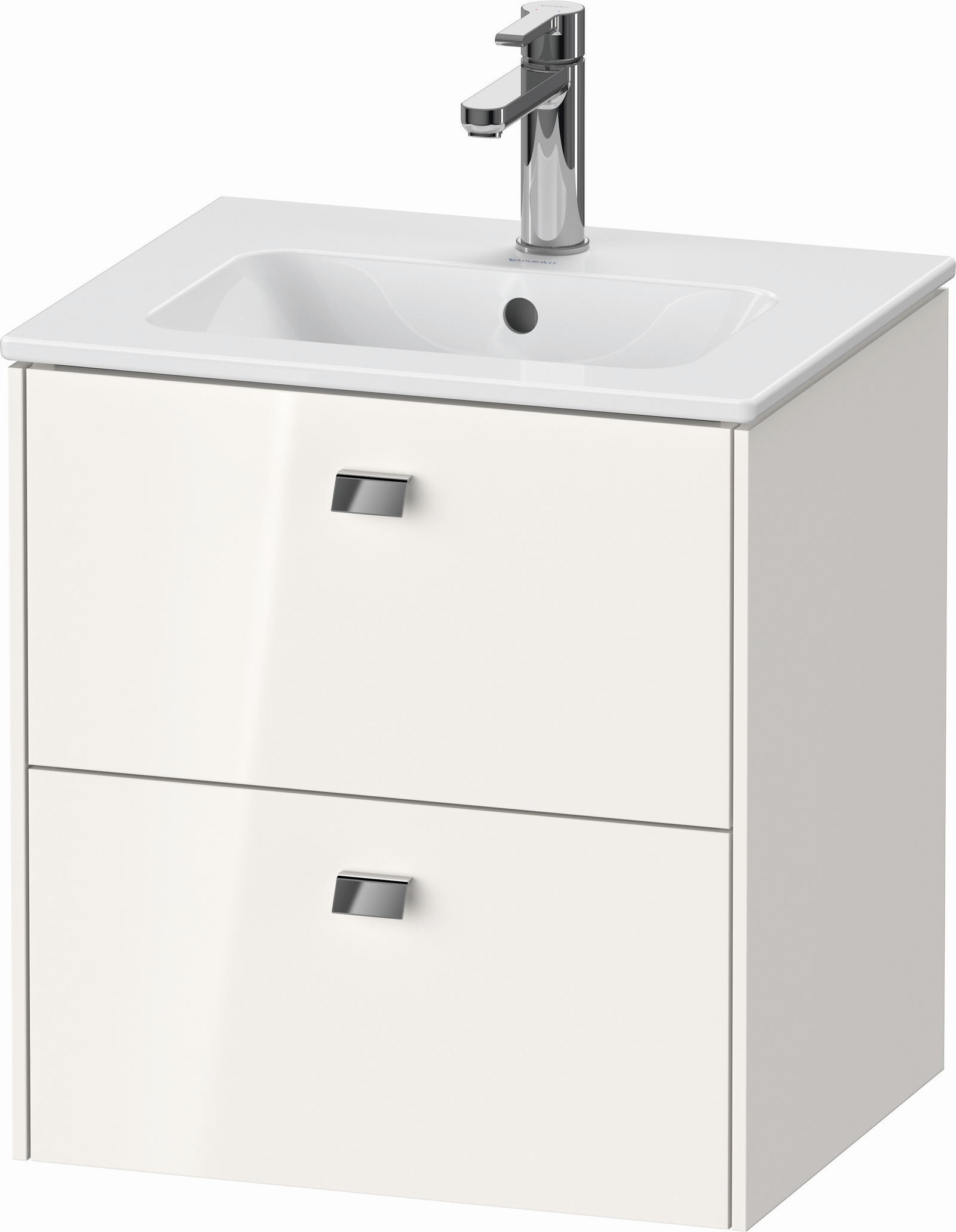 Duravit Waschtisch-Unterschrank Brioso Compact 52x41,9x55,3cm, 2 Schubkästen, wandhängend, chrom/weiß Hochglanz