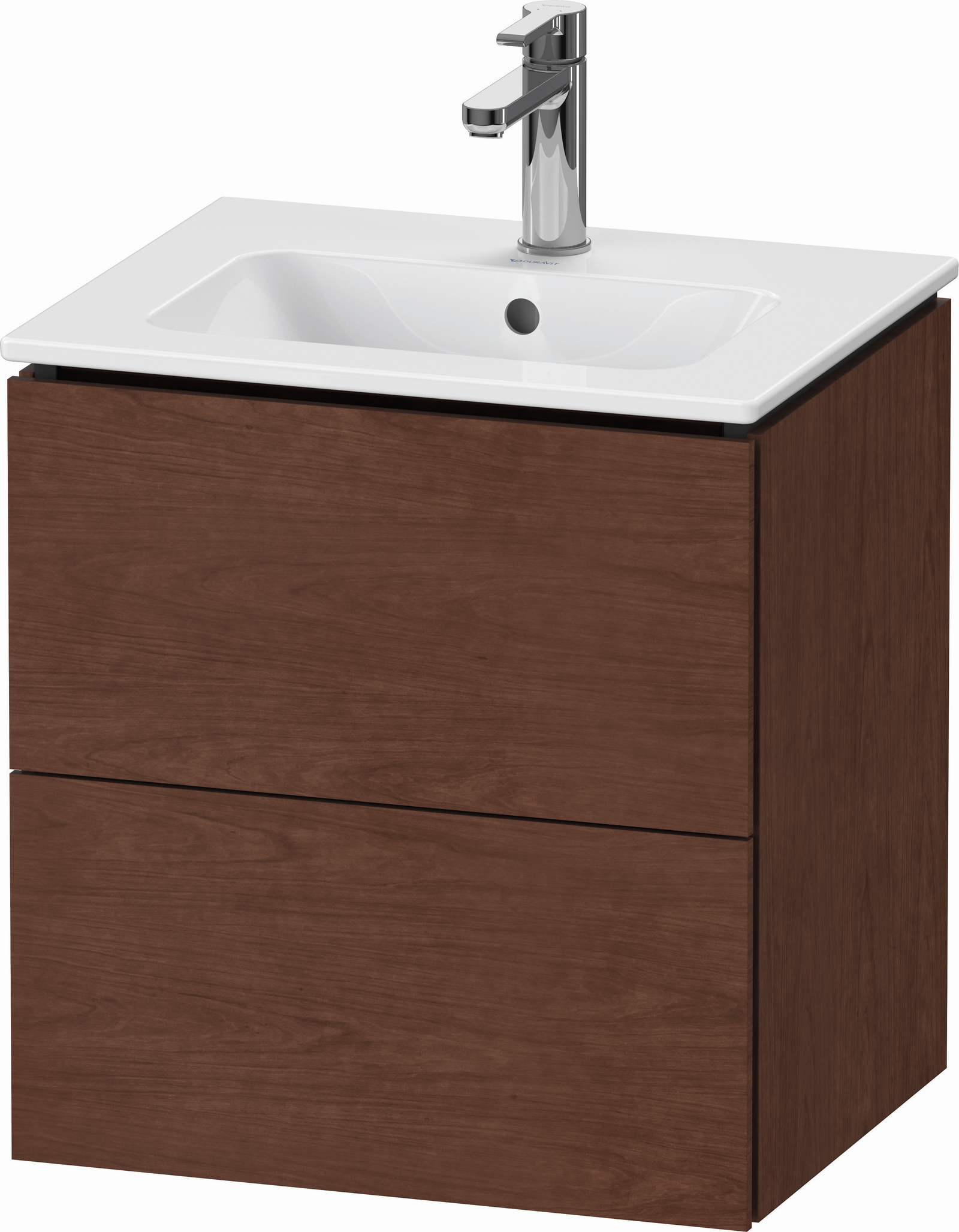 Duravit Waschtisch-Unterschrank Compact L-Cube 52x42,1x55cm, 2 Schubkästen, wandhängend, amerikanischer nussbaum