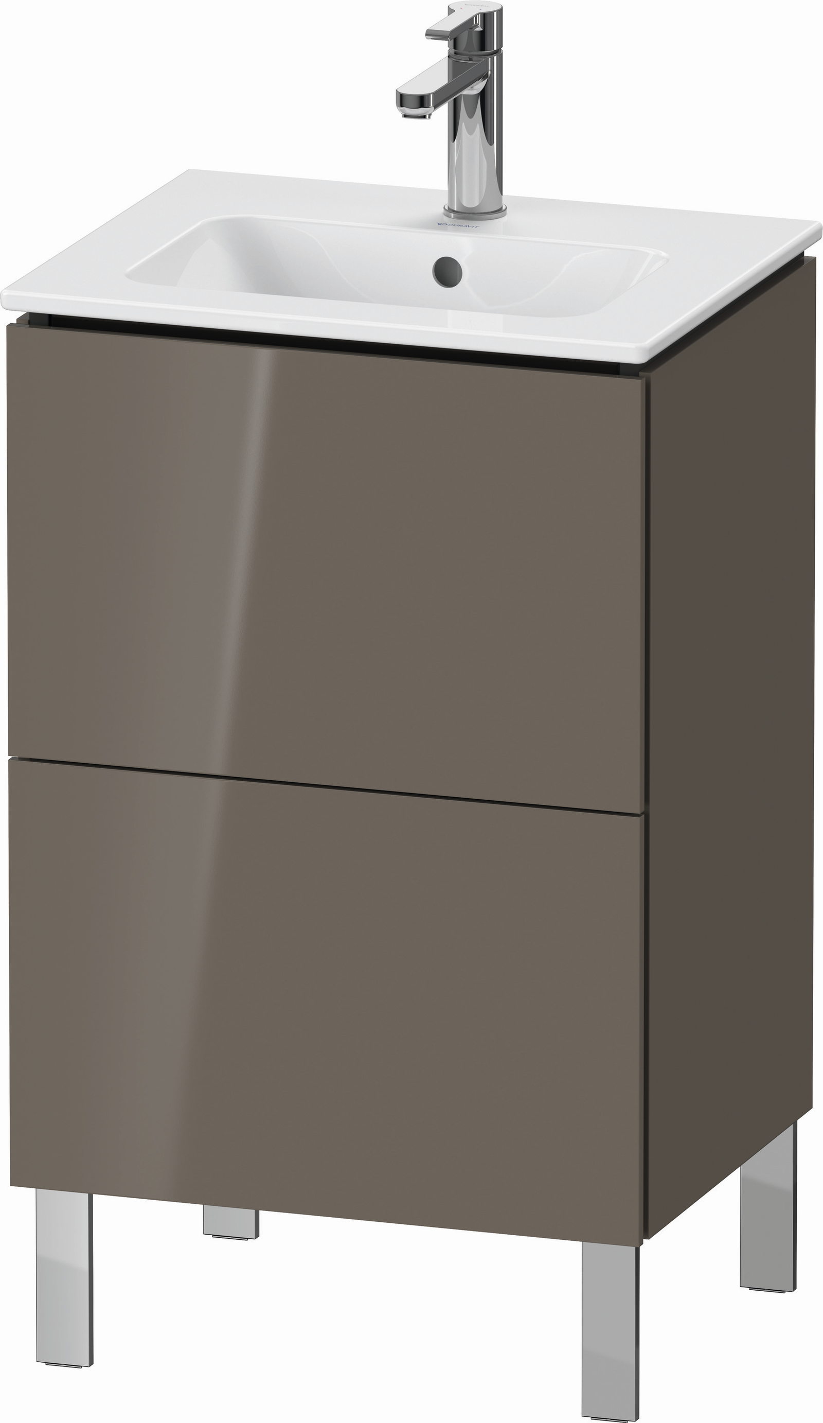 Duravit Waschtisch-Unterschrank L-Cube Compact 52x42,1x70,4cm, 2 Auszüge, stehend, flannel grey Hochglanz
