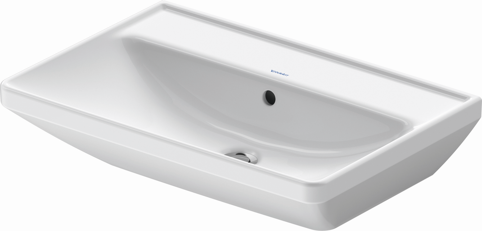 Duravit Waschtisch D-Neo 65 x 44 cm, ohne Hahnloch, weiß WonderGliss, Überlauf, Hahnlochbank, weiß