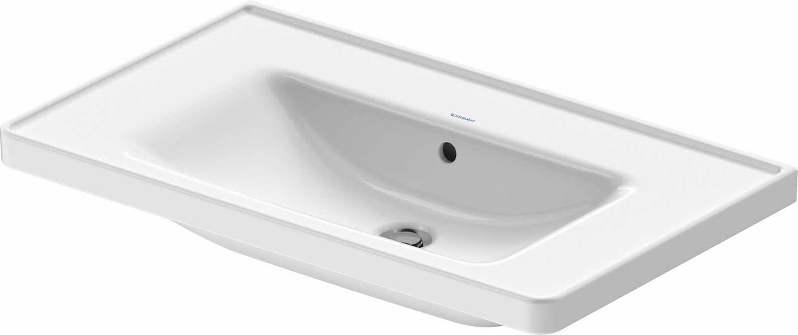 Duravit Möbel-Waschtisch D-Neo 80 x 48 cm, ohne Hahnloch, weiß WonderGliss, mit Überlauf, Hahnlochbank