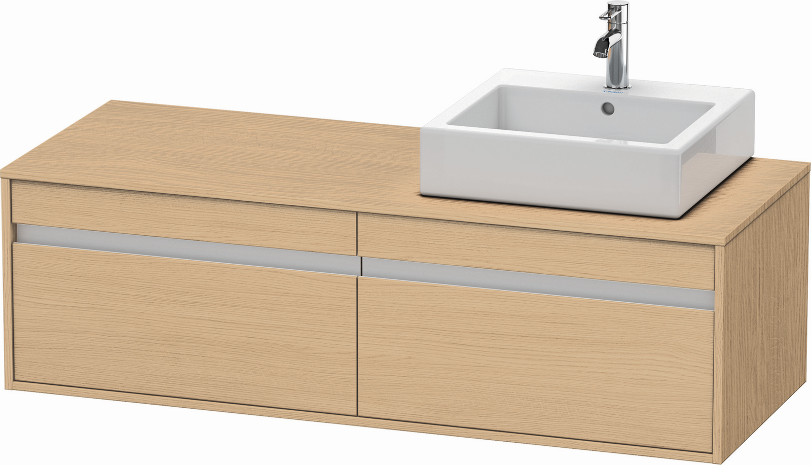 Duravit Waschtisch-Unterschrank Ketho 140x55x42,6cm, für Aufsatzbecken, 2 Auszüge, Becken rechts, Eiche natur
