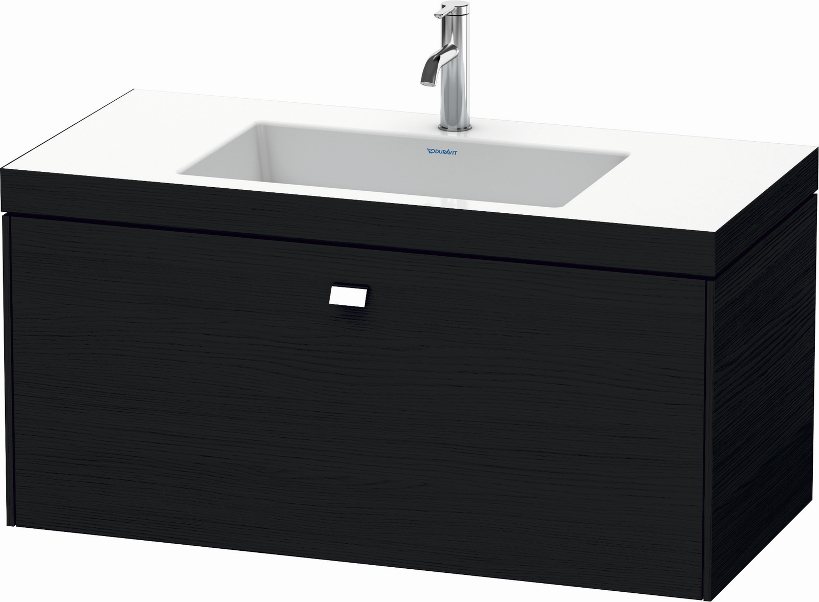 Duravit Waschtischunterschrankset Brioso 100 x 48 cm, chrom/Eiche schwarz, 1 Hahnloch