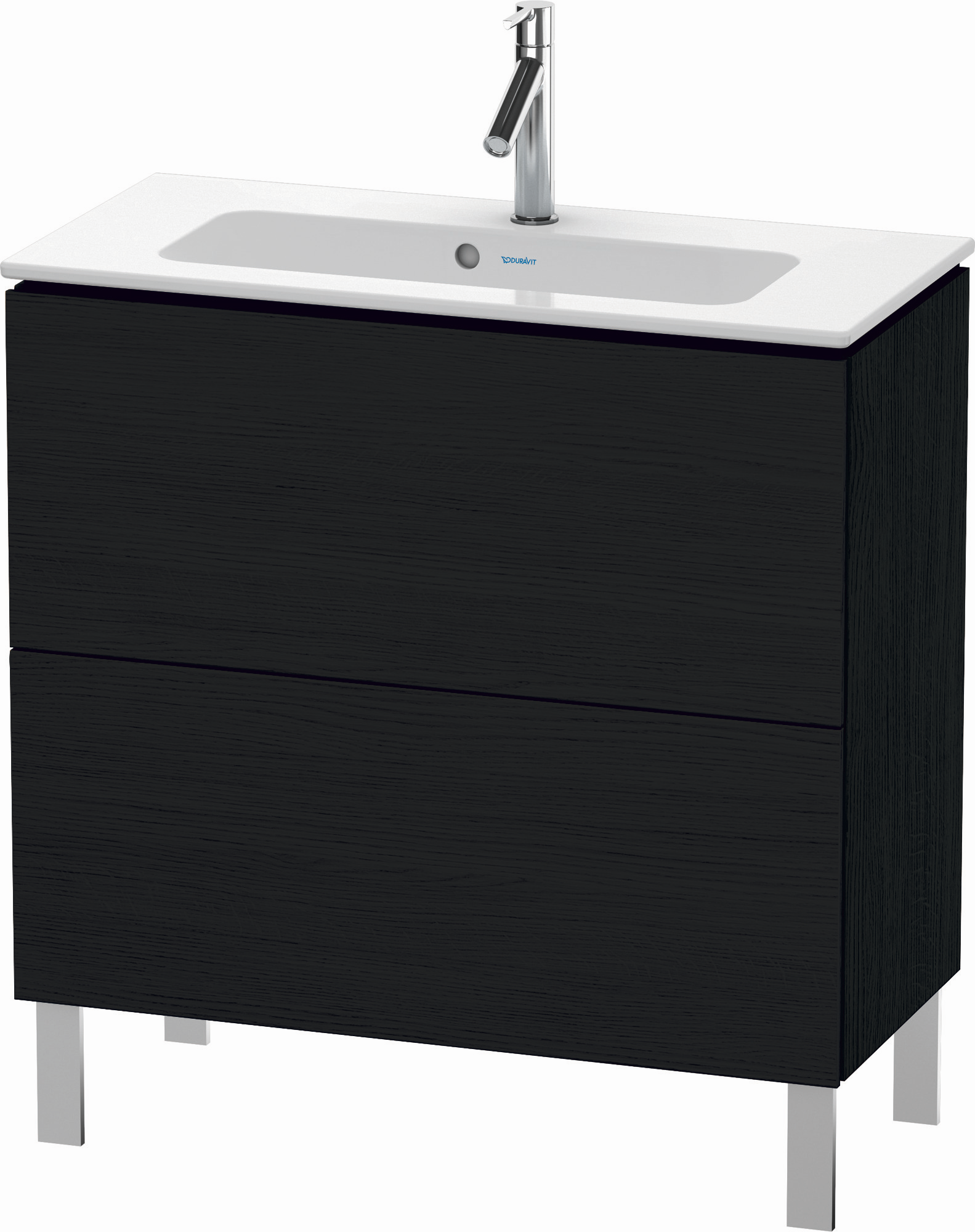Duravit Waschtisch-Unterschrank Compact L-Cube 82 x 39,1 cm, eiche schwarz, 2 Auszüge, stehend