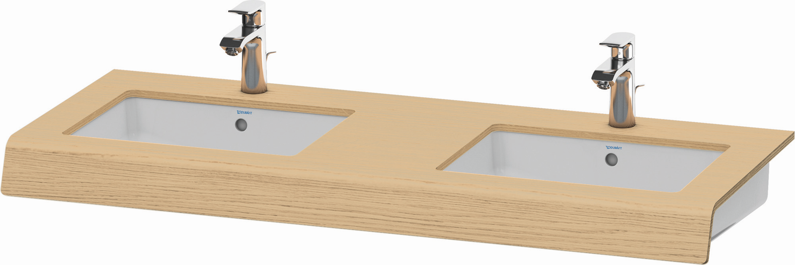 Duravit Waschtisch-Konsole DuraStyle 80-200x55x10cm, 2 Ausschnitte, Eiche natur
