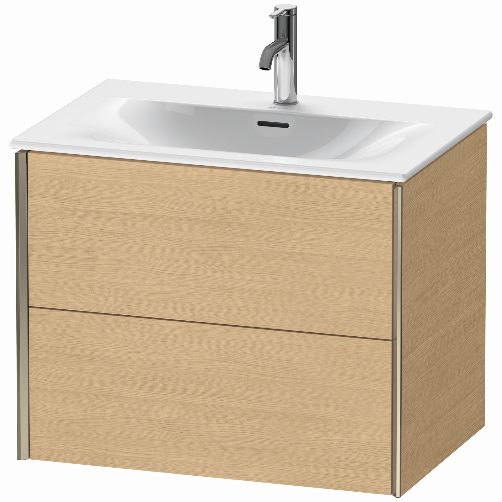 Duravit Waschtisch-Unterschrank XViu 71 x 48 x 55,7 cm, Eiche natur, 2 Schubkästen, champagner matt