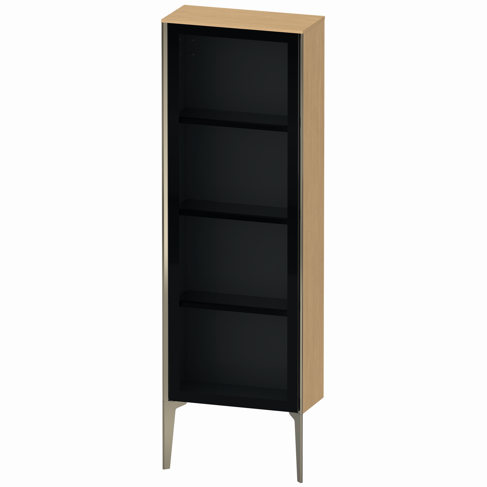Duravit Halbhochschrank XViu 50x24x133cm, champagner matt, Glastür links, Eiche natur