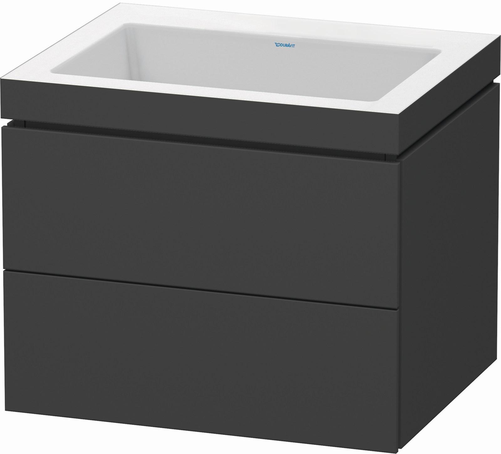 Duravit Waschtisch-Unterschrank c-bonded L-Cube 60 x 48 cm, ohne Hahnloch, graphit matt, 2 Schubkästen, wandhängend