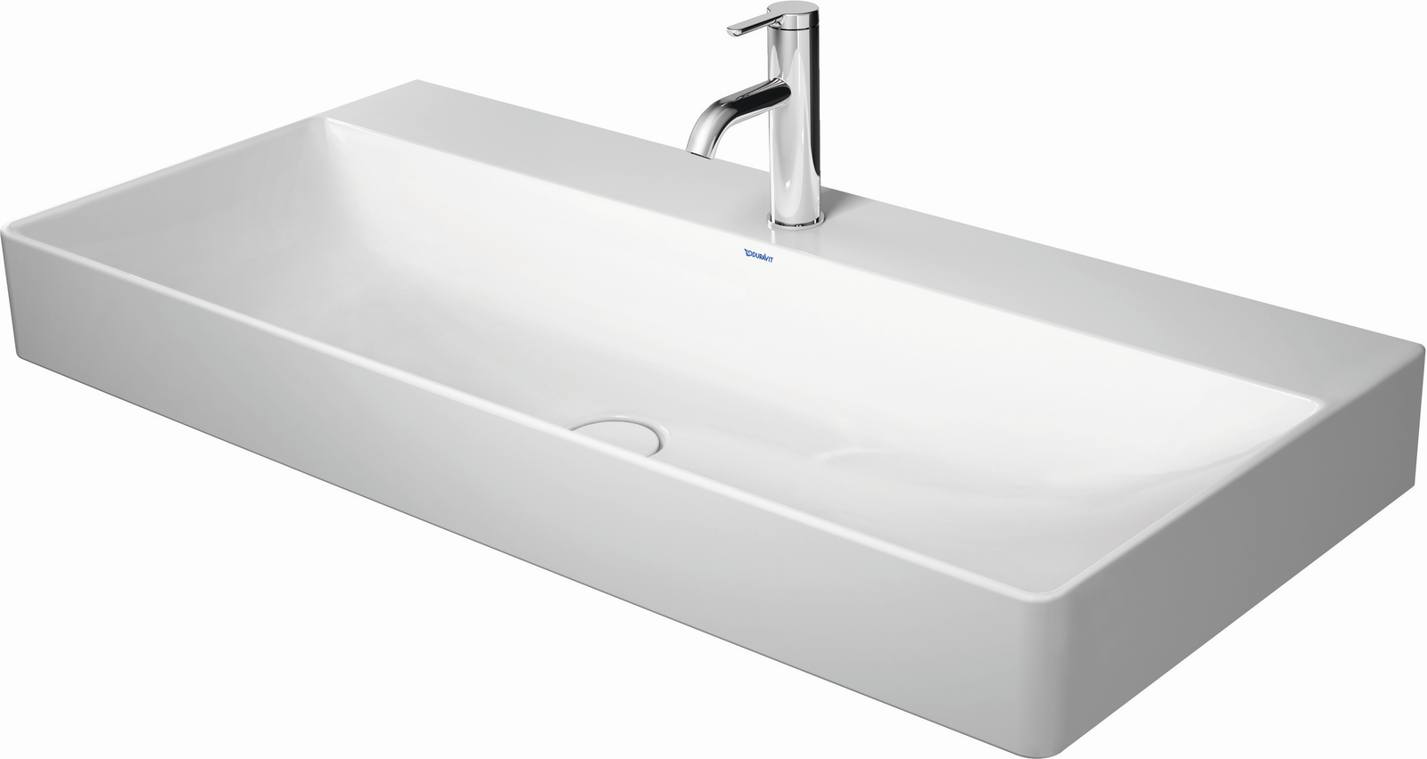 Duravit Möbel-Waschtisch geschliffen DuraSquare 100x47cm, ohne Überlauf, mit Hahnlochbank, 2 Hahnlöcher, weiß