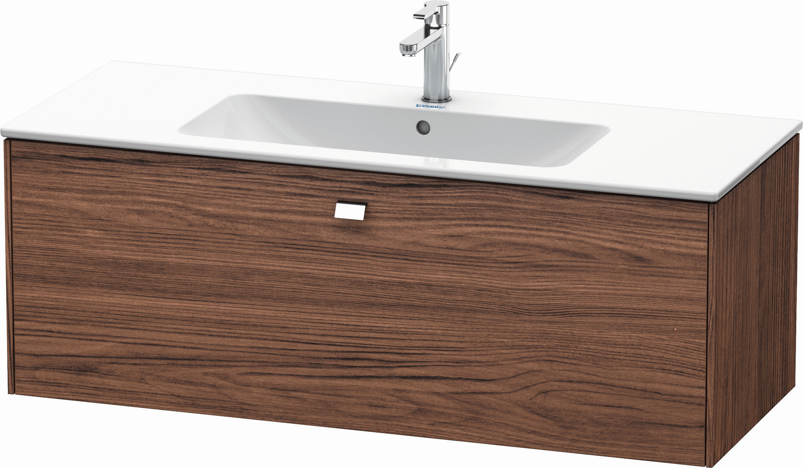 Duravit Waschtisch-Unterschrank Brioso 122 x 47,9 cm, chrom/Nussbaum dunkel, 1 Auszug, wandhängend