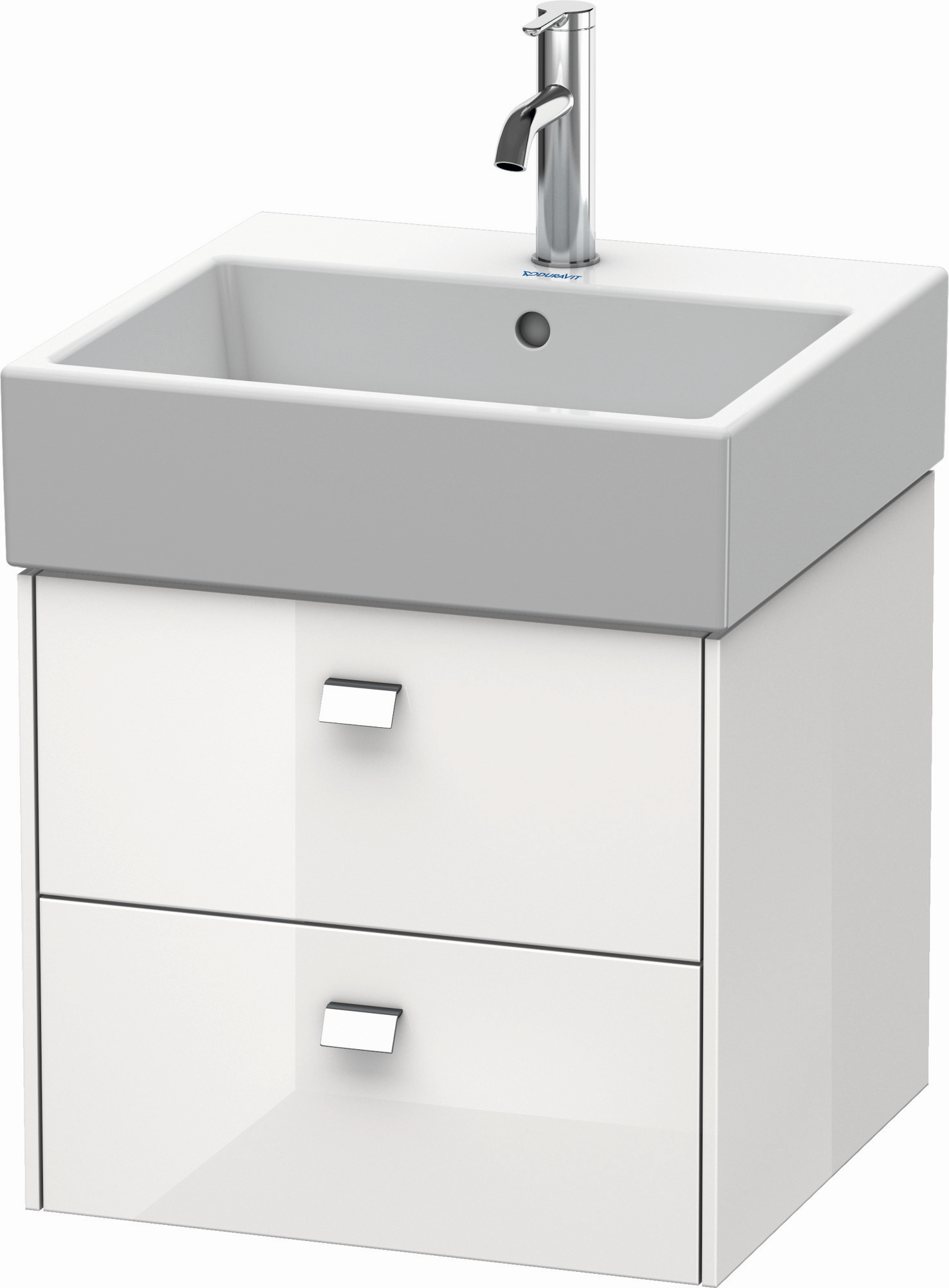 Duravit Waschtisch-Unterschrank Brioso 48,4 x 45,9 cm, chrom/weiß Hochglanz, 2 Schubkästen, wandhängend