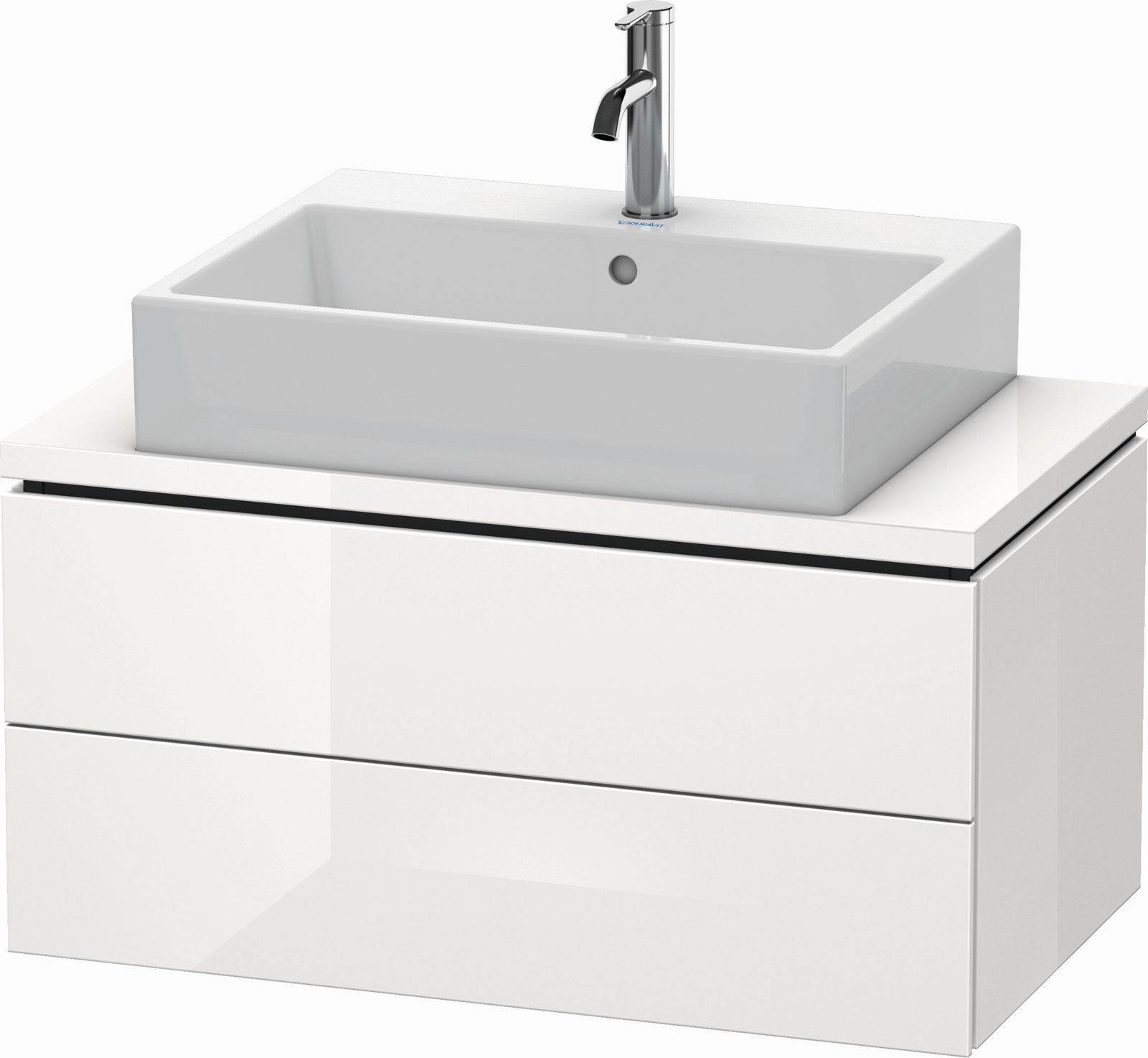 Duravit Waschtisch-Unterschrank Compact L-Cube 82 x 47,7 cm, eiche schwarz, für Konsole, 2 Schubkästen