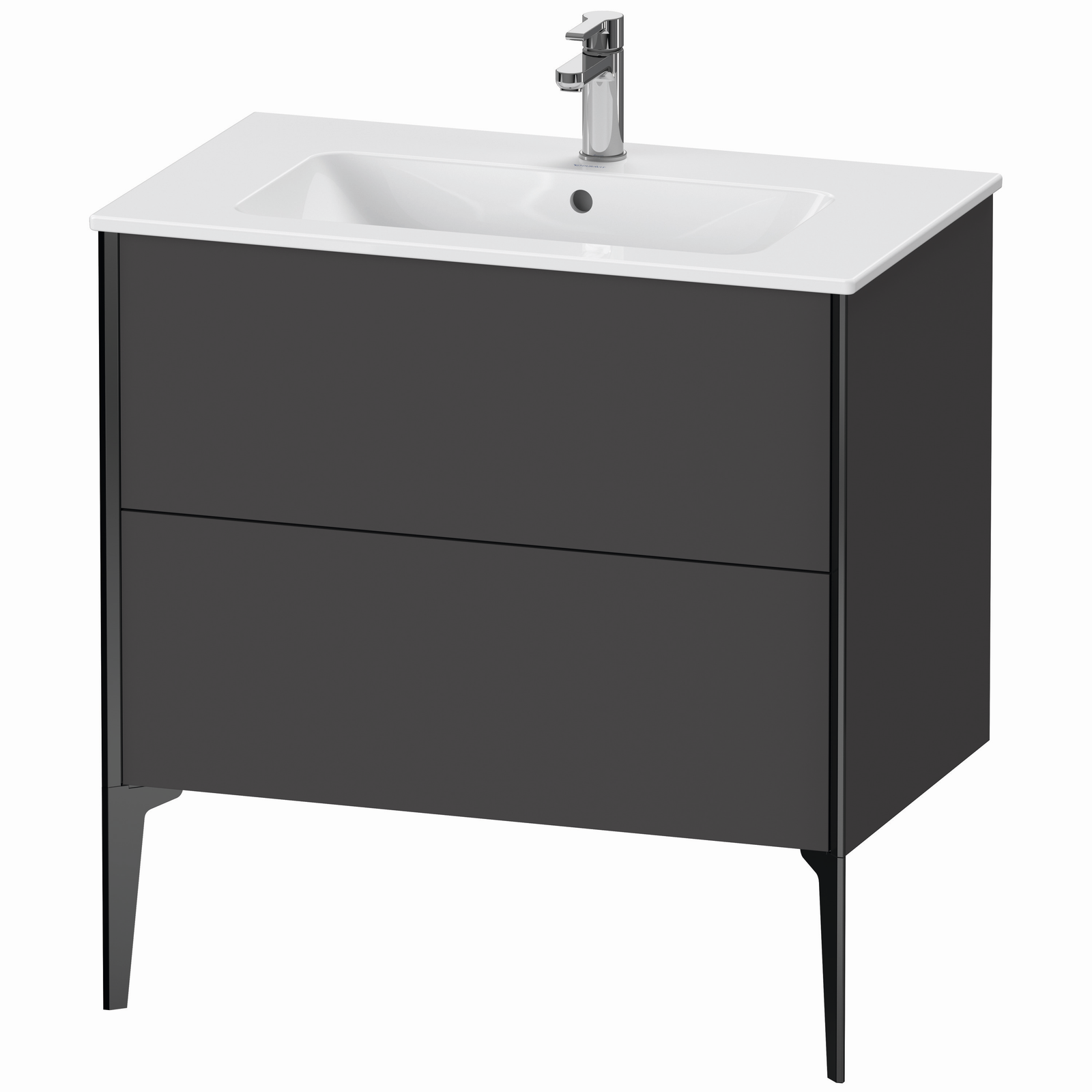 Duravit Waschtisch-Unterschrank XViu 81 x 48 x 59,4 cm, graphit matt, 2 Auszüge, stehend, schwarz matt